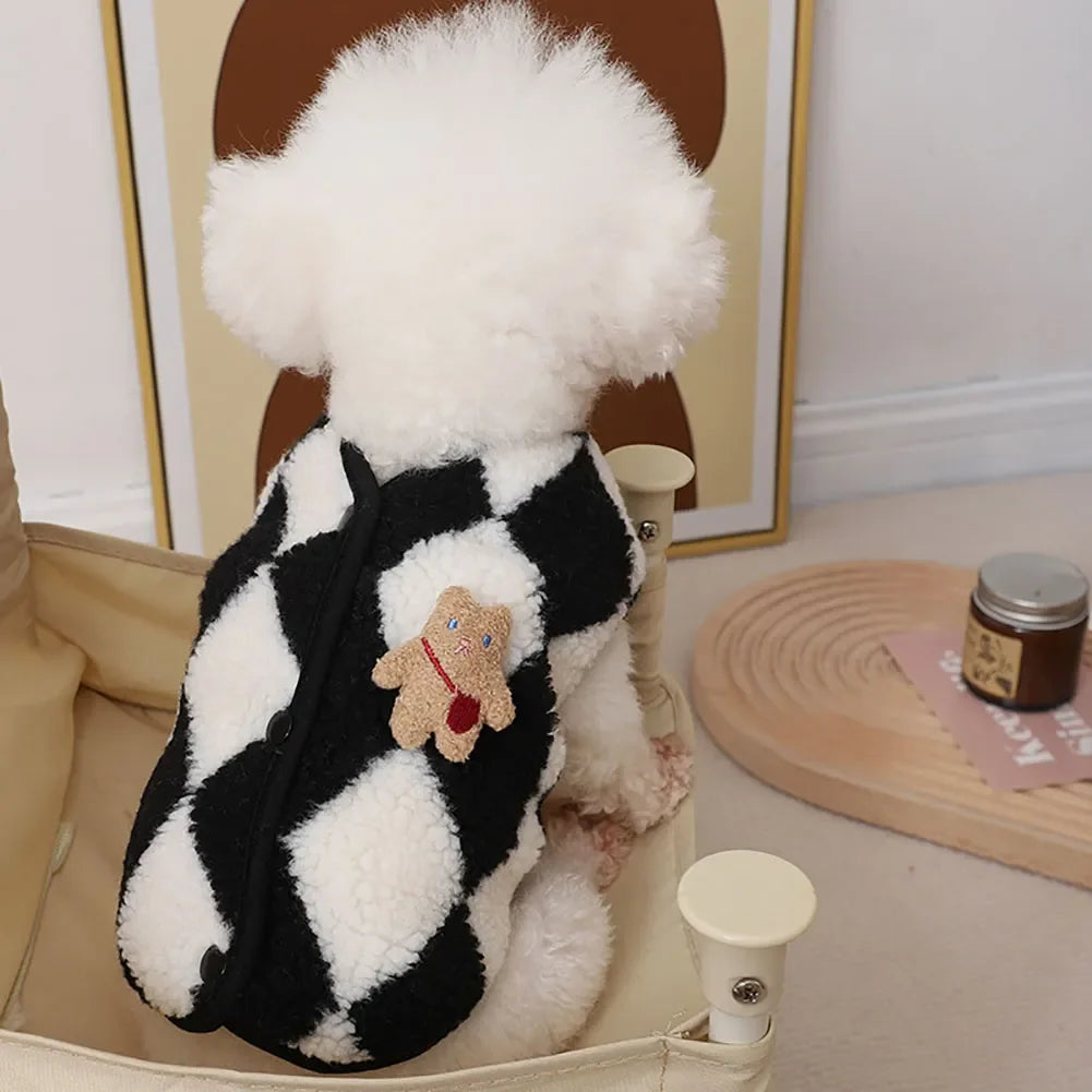 Cozy Plaid Teddy Fleece Vest (Warm Winter Coat for Small Dogs & Cats) 🧸❄️