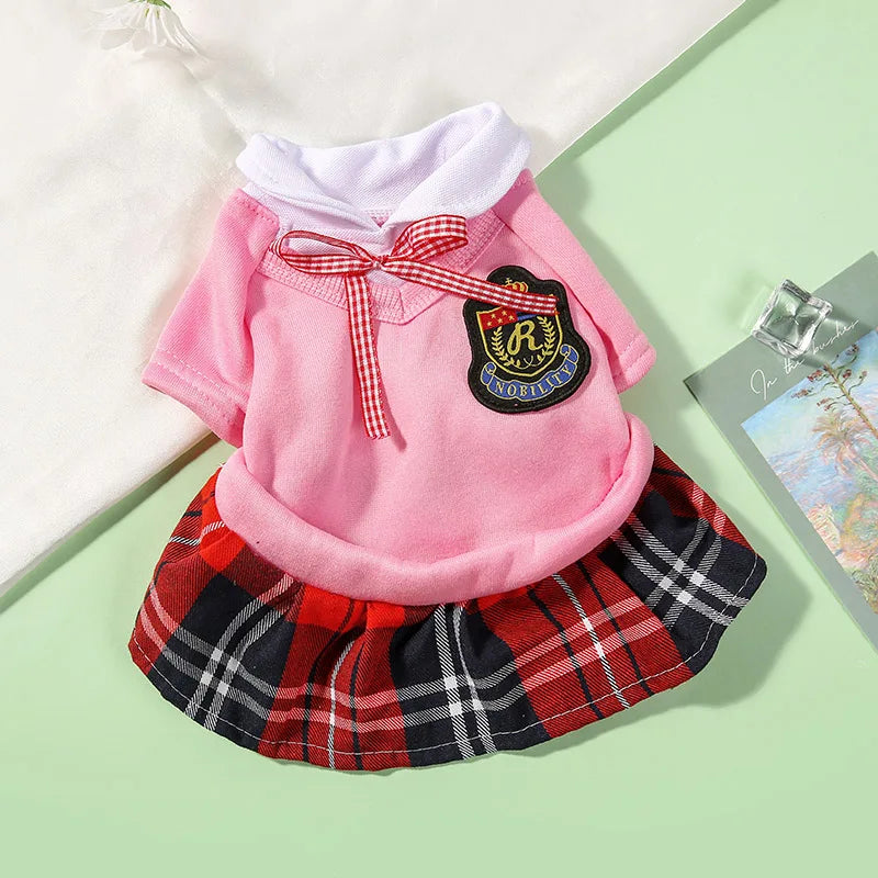 Couple Pet School Uniform Outfit (Shirt + Skirt) 🐾🎀