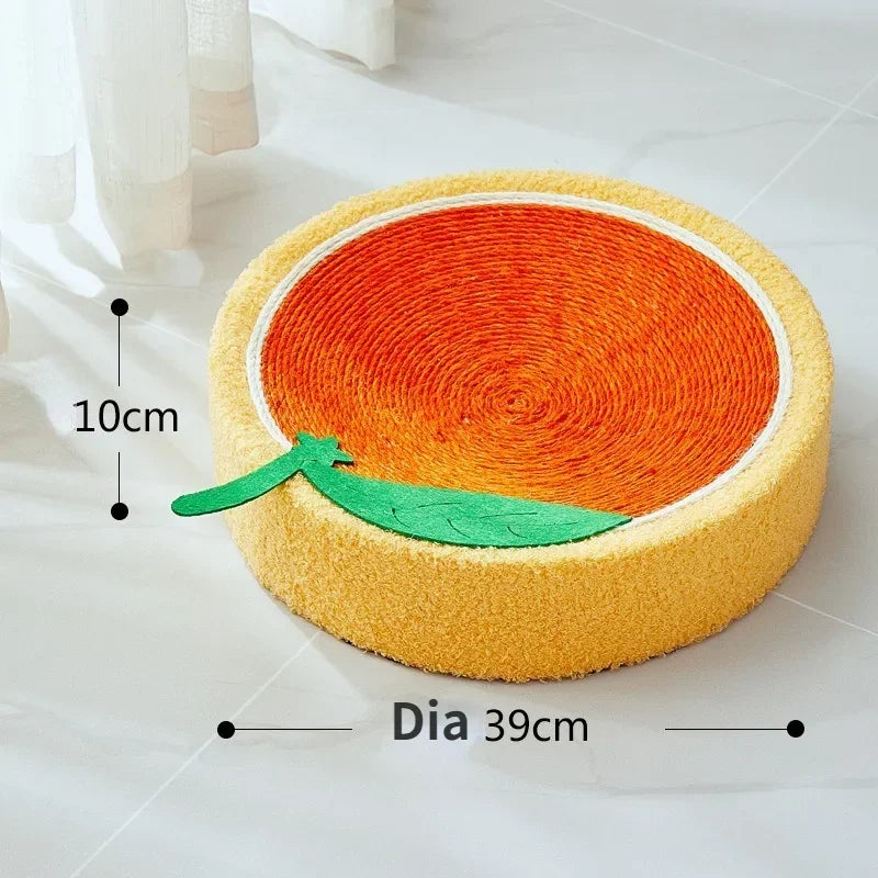 Round Cat Scratcher Bed – Sisal Weave Scratching Pad with Pine Wood Base (39cm)
