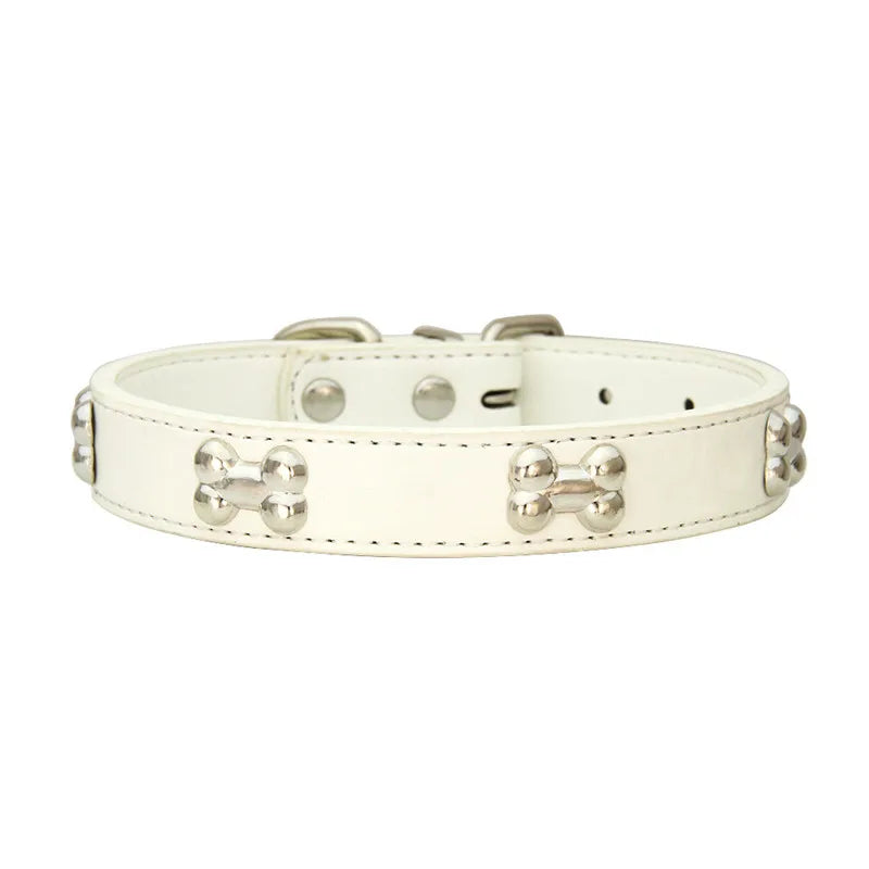 Necklace for Paws: Bone Charm Leather Collar