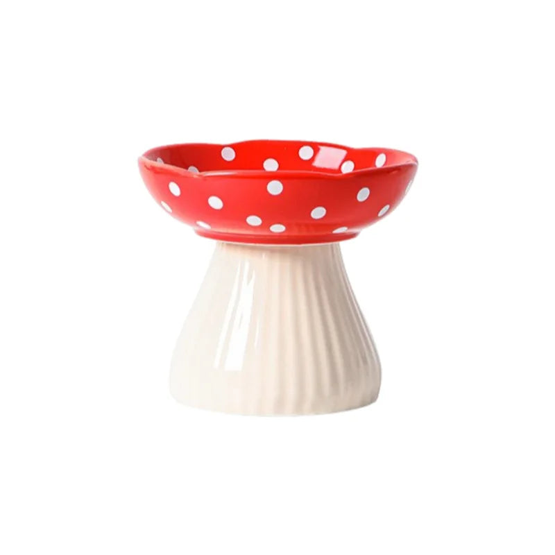 Mushroom-Shaped Elevated Cat Bowl