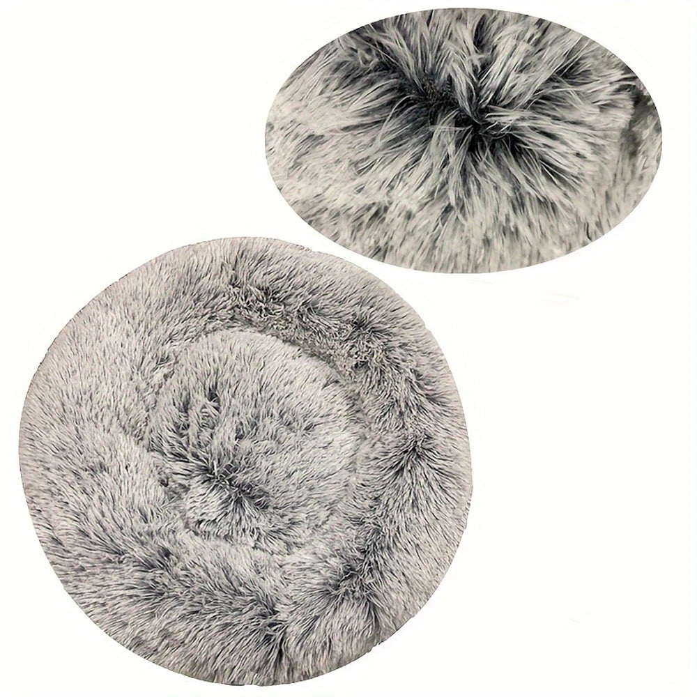 Ultra-Soft Calming Plush Pet Bed – Round, Washable Comfort Bed for Cats & Dogs