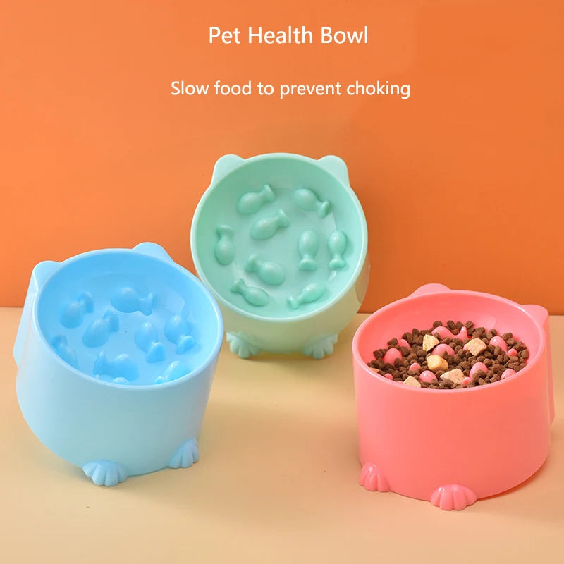 Elevated Slow-Feeding Cat Bowl (Anti-Choking & Neck-Friendly)