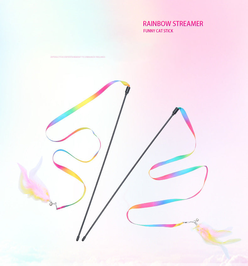Silk Ribbon Feather Teaser Wand