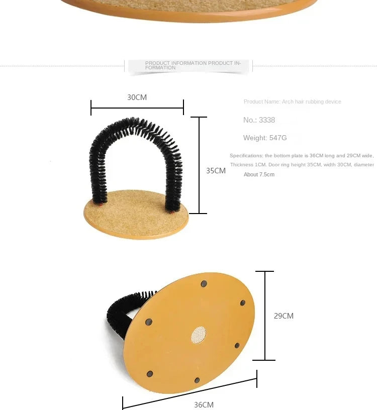 Self-Grooming Cat Arch with Scratching Base