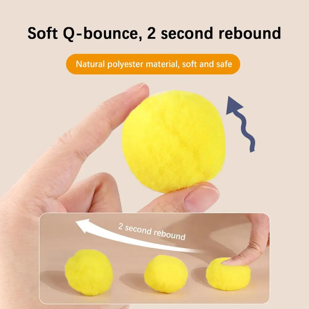 Indoor Hunting Game: Cat Ball Launcher + Pom-Poms