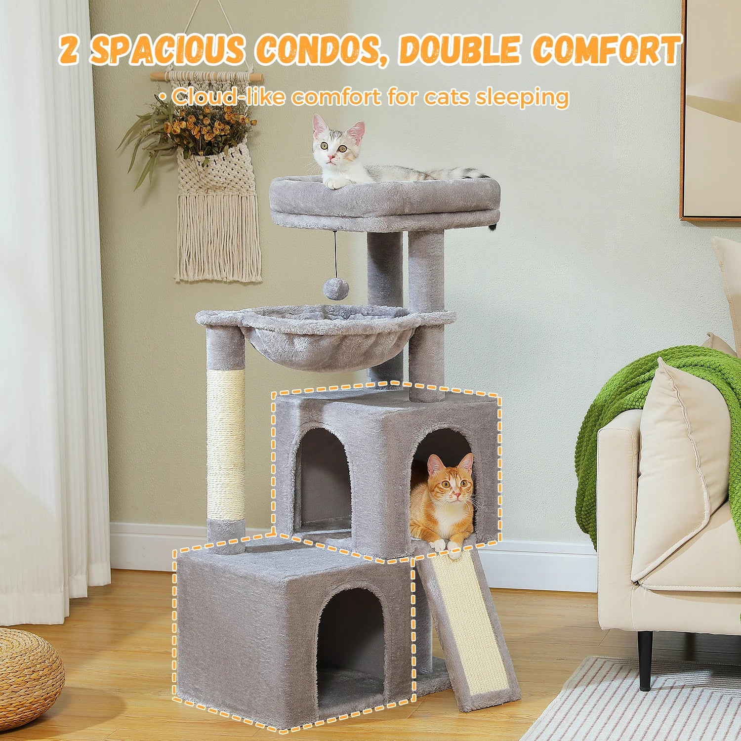 All-in-One Cozy Climbing & Resting Tower for Indoor Cats