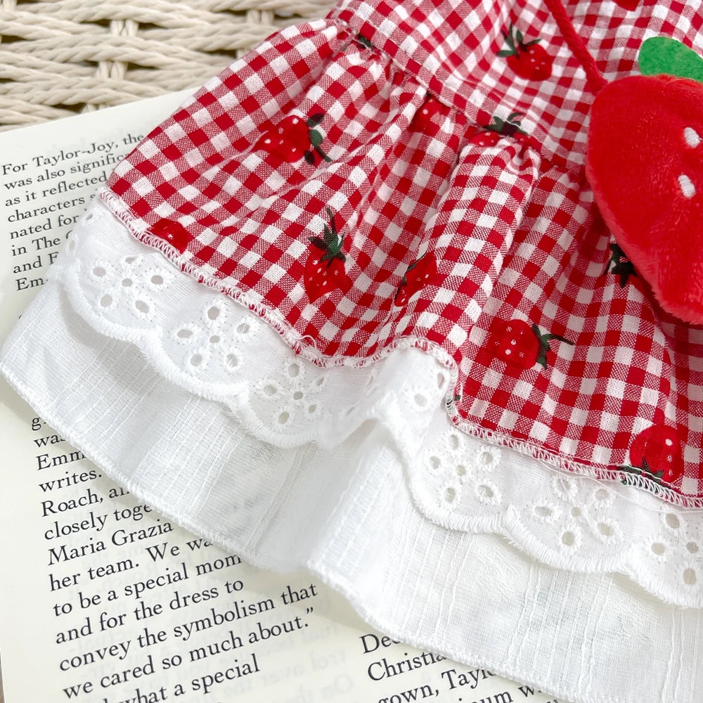 Strawberry Plaid Pet Dress (Dog & Cat) 🍓🎀