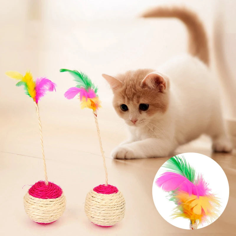 😻Feather Bounce Sisal Cat Toy