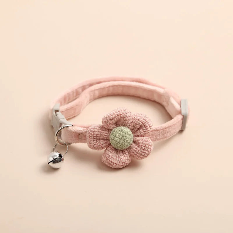 Necklace for Paws: Cozy Flower Bell Cat Collar
