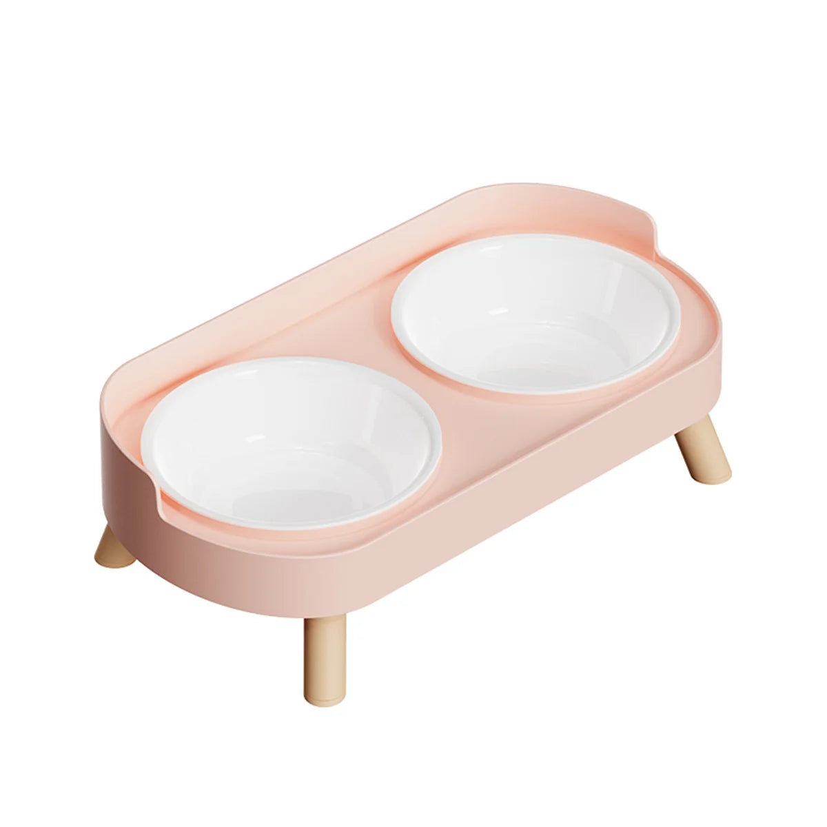 Colorful Elevated Double Pet Bowl with Stainless Steel Inserts