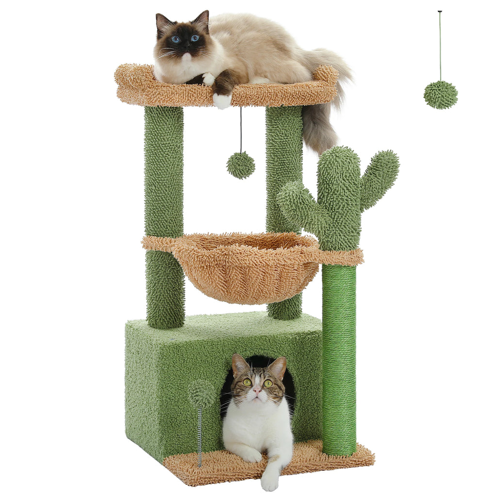 Compact 4-in-1 Climbing & Rest Tower for Indoor Cats