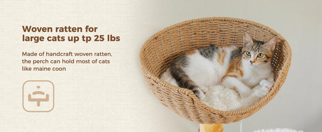 Modern White Cat Tree Tower (Flower Bed + Hammock + Condo) – 123cm
