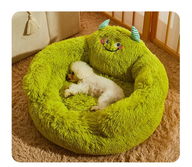 Green Monster Plush Pet Bed (Warm Washable Nest for Dogs & Cats) 👾💚