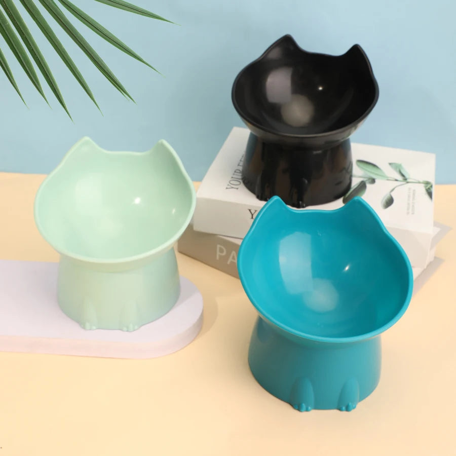 Elevated Whisker-Friendly Cat Bowl with Anti-Tip Base
