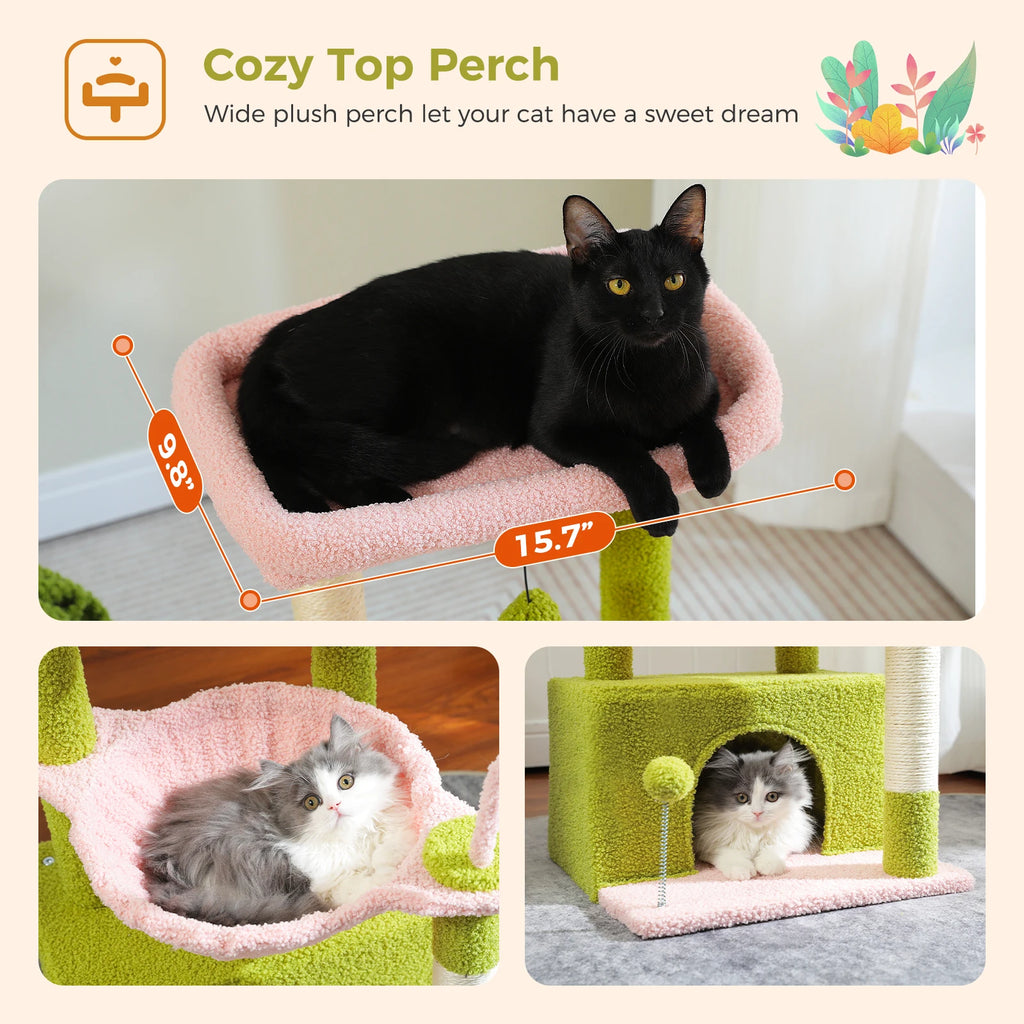 Compact 4-in-1 Climbing & Rest Tower for Indoor Cats