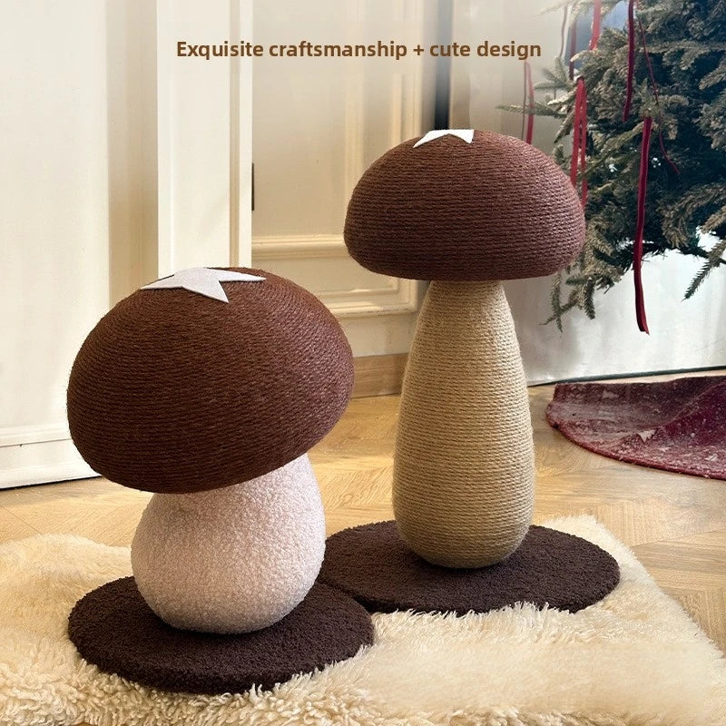 Mushroom Sisal Cat Scratching Post & Board – Vertical Scratch Pad, Durable Non-Shed Cat Scratcher