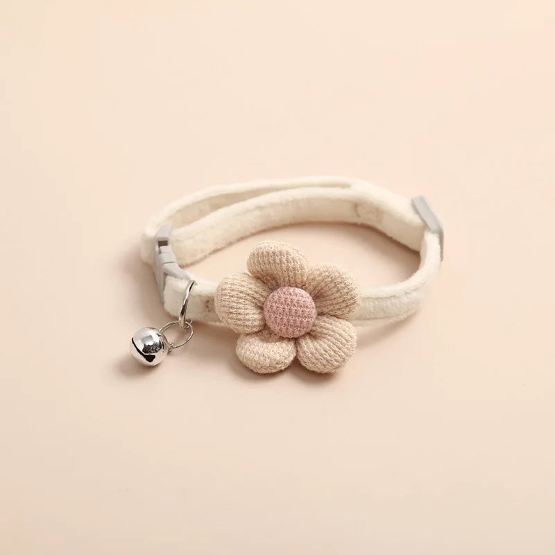 Necklace for Paws: Cozy Flower Bell Cat Collar