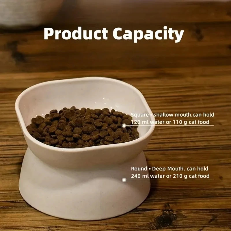 Anti-Rollover, Wide-Opening Feeding Bowl for Cats