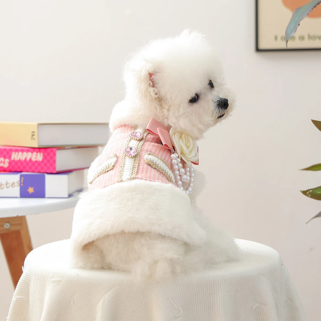 Pink Pearl Velvet Dog Vest