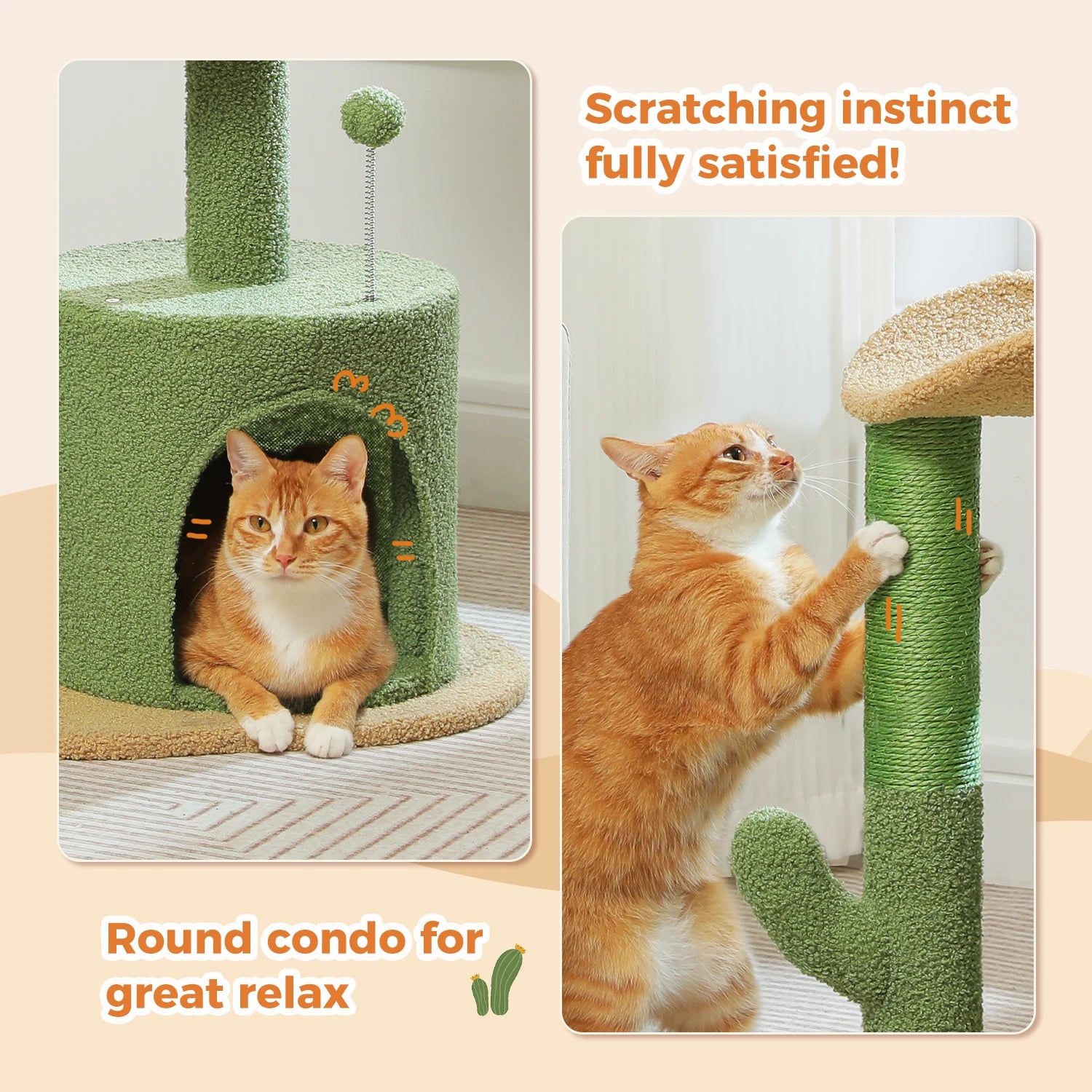 Flower Cat Tree Tower (84cm) – Condo, Sisal Scratching Posts, Plush Perches & Hanging Balls