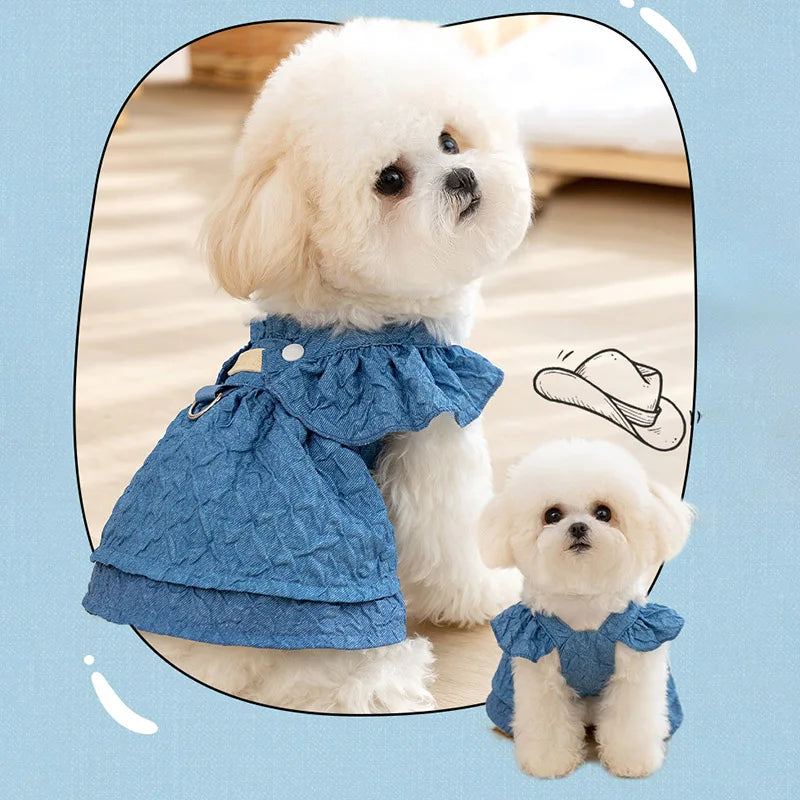 Denim Dog Dress with Leash Ring (Spring/Summer) 💙🐾