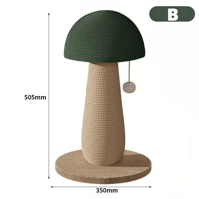 Mushroom Sisal Cat Scratching Post & Board – Vertical Scratch Pad, Durable Non-Shed Cat Scratcher