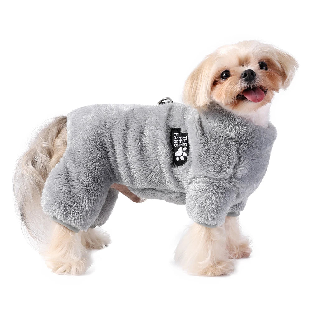 Winter Warm Fleece Dog & Cat Jumpsuit (Zipper + D-Ring)