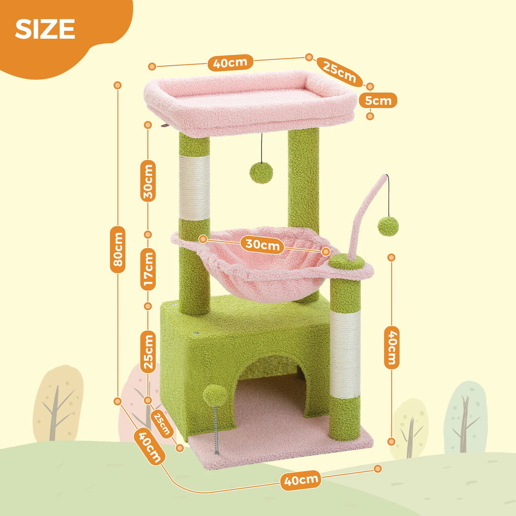 Compact 4-in-1 Climbing & Rest Tower for Indoor Cats
