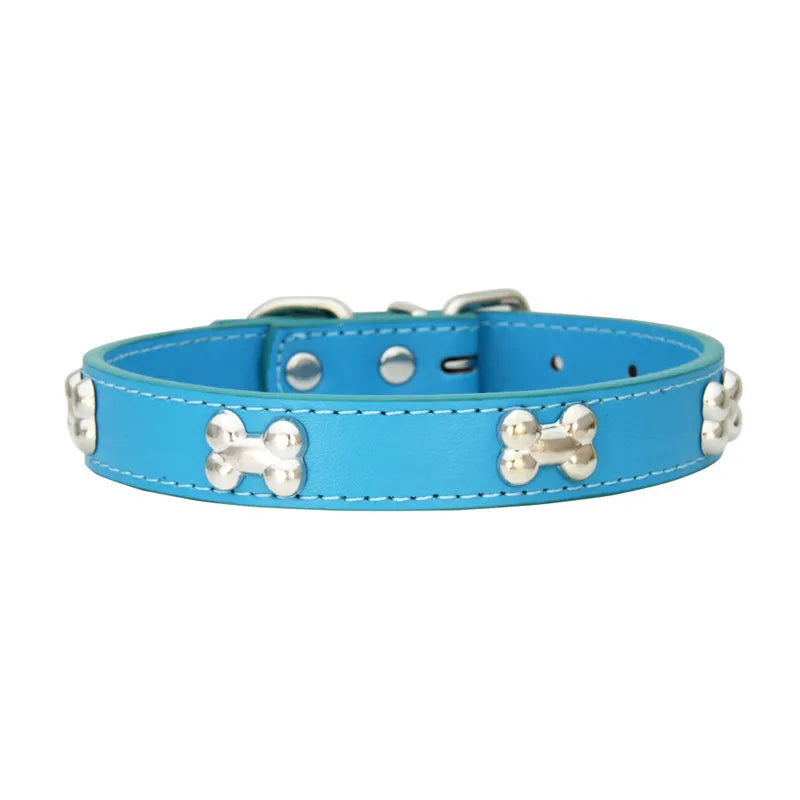 Necklace for Paws: Bone Charm Leather Collar