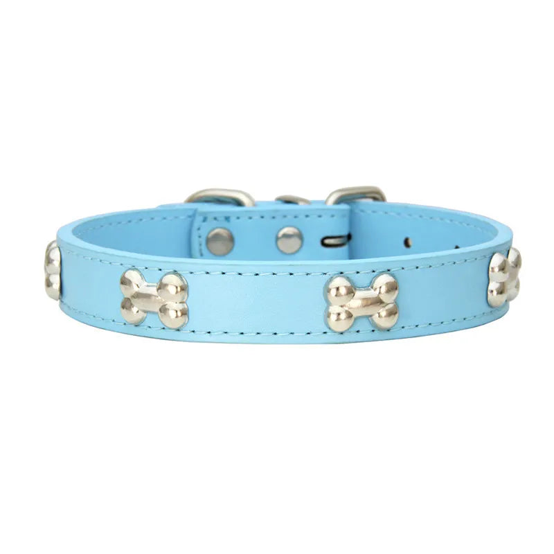 Necklace for Paws: Bone Charm Leather Collar