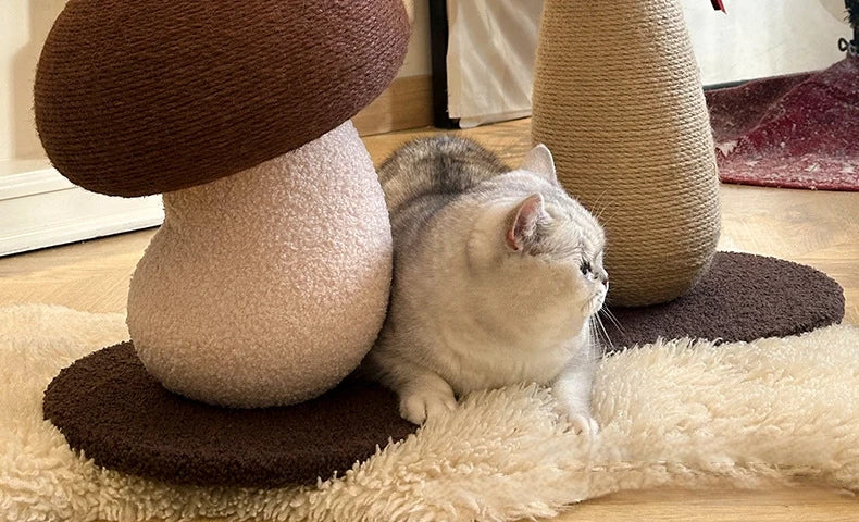 Mushroom Sisal Cat Scratching Post & Board – Vertical Scratch Pad, Durable Non-Shed Cat Scratcher