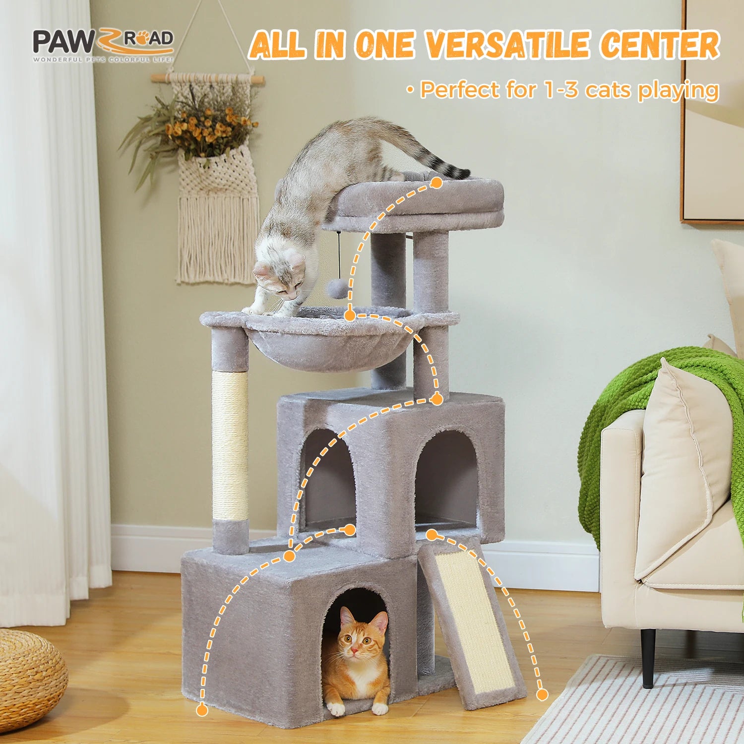 All-in-One Cozy Climbing & Resting Tower for Indoor Cats