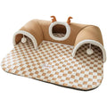 Cozy Cat Tunnel Bed (Corner-Fit) – Warm U-Shaped Hideout w/ Peek Holes & Hanging Balls, Removable Reversible Mat