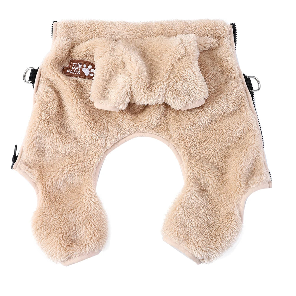 Winter Warm Fleece Dog & Cat Jumpsuit (Zipper + D-Ring)