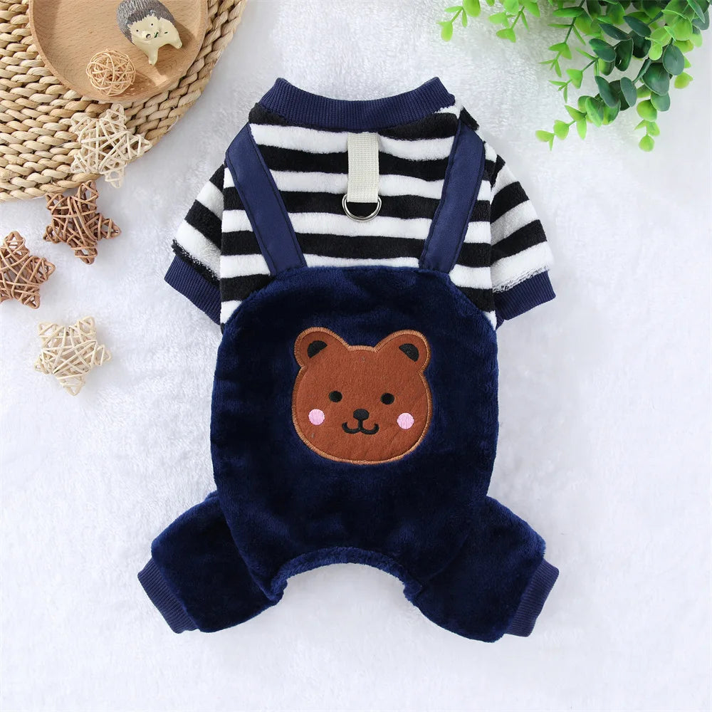 Cozy Bear Stripe Pet Jumpsuit