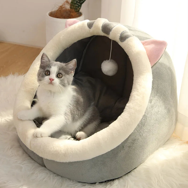 Snuggle Tunnel Pet Cave – Plush Cozy Bed for Cats & Small Dogs