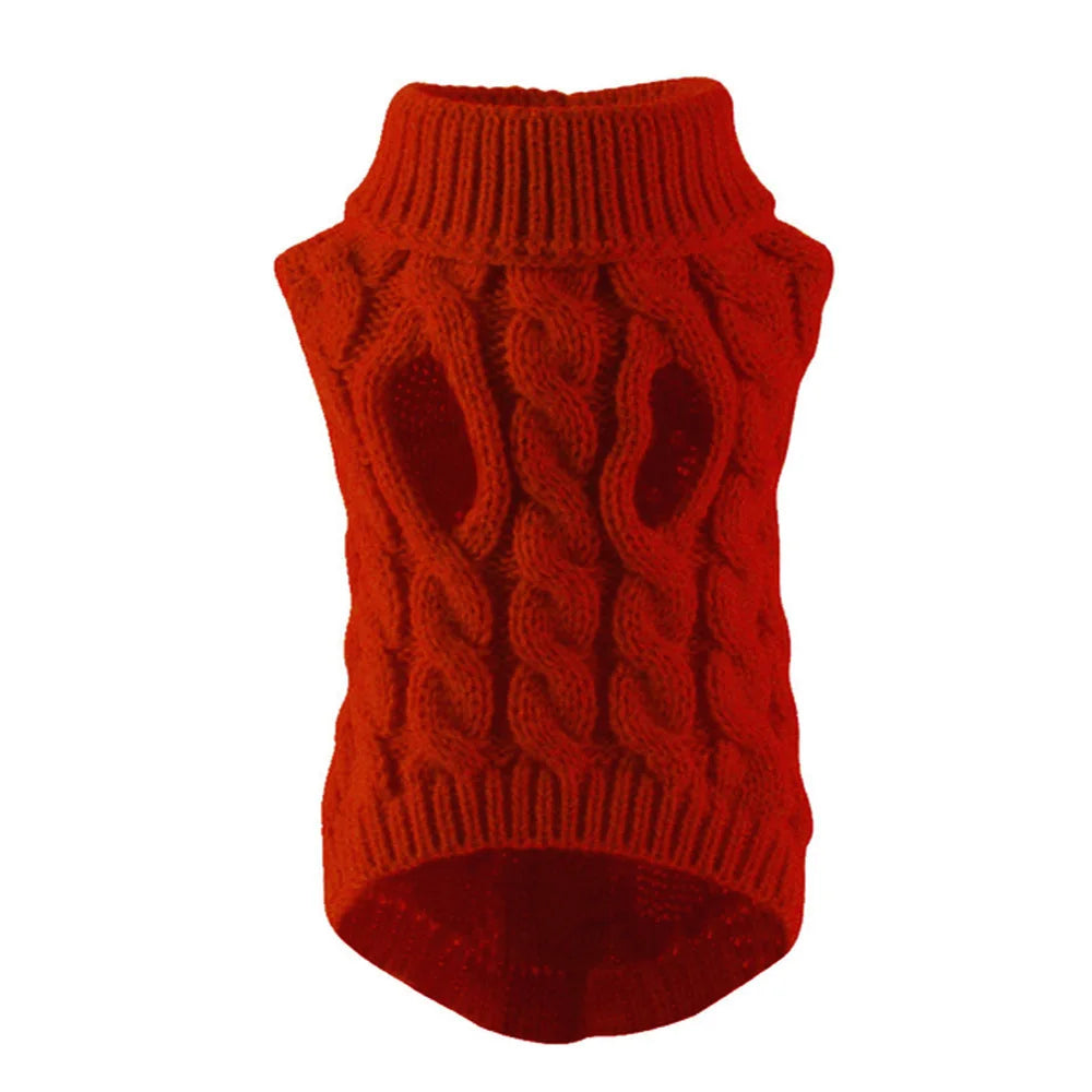 Warm Knit Dog Sweater for Small Dogs – Solid Color Pullover (XS–XXL)