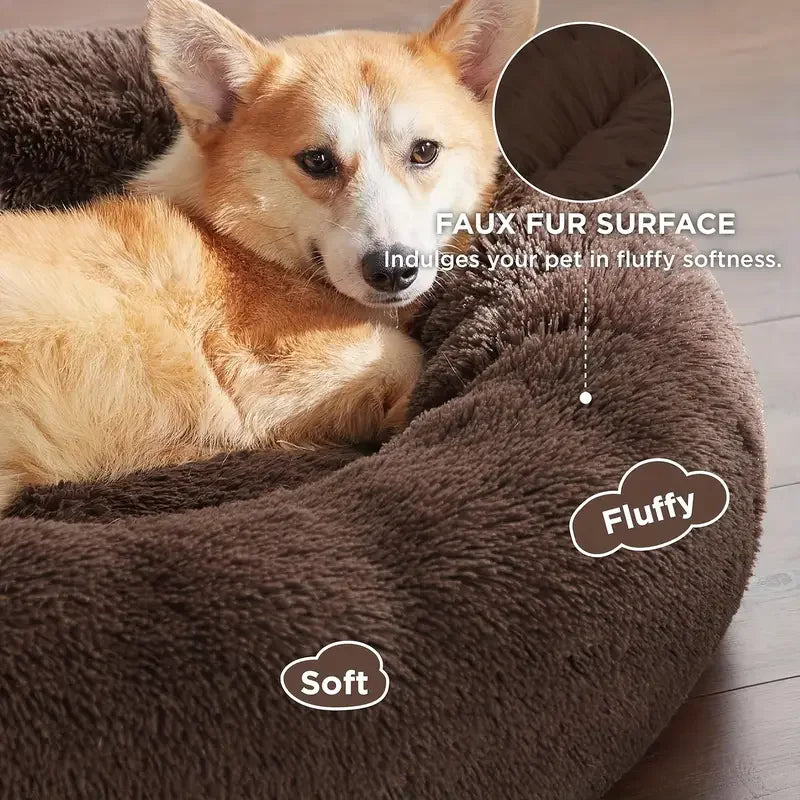 Ultra-Soft Calming Plush Pet Bed – Round, Washable Comfort Bed for Cats & Dogs