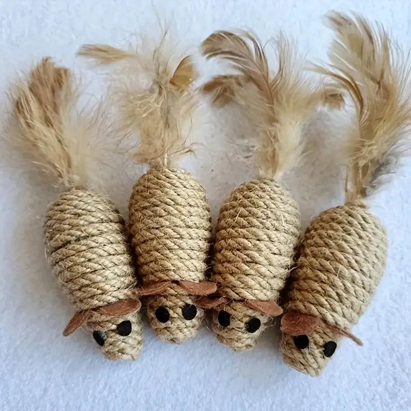 🐭Sisal Mouse Cat Toys (1–4pcs Set)