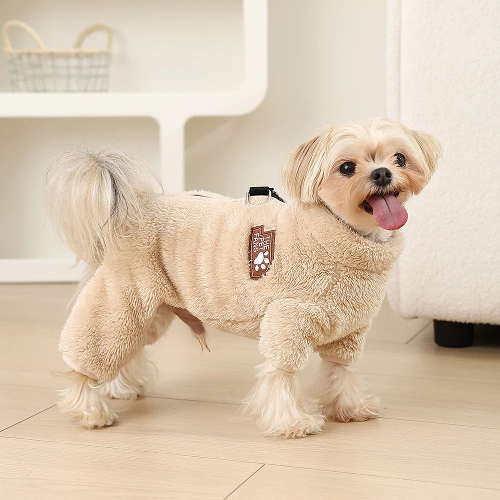 Winter Warm Fleece Dog & Cat Jumpsuit (Zipper + D-Ring)