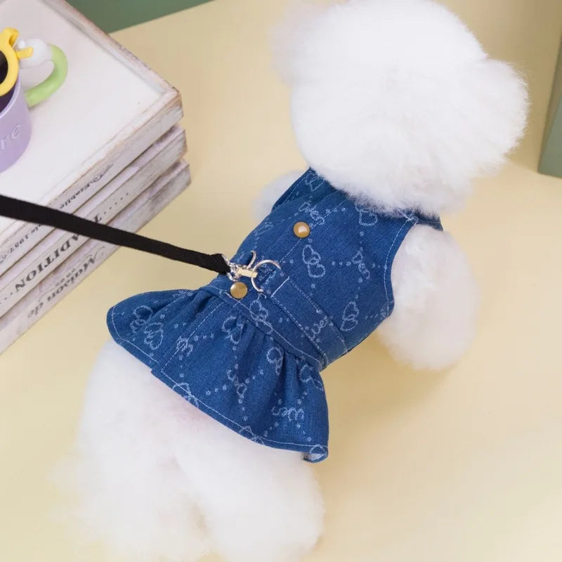 Denim Harness Dress for Small Dogs (Spring/Summer) 💙👗🐾