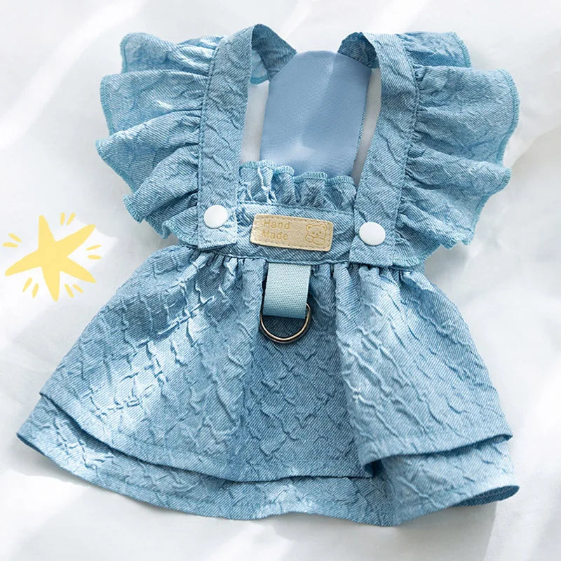 Denim Dog Dress with Leash Ring (Spring/Summer) 💙🐾