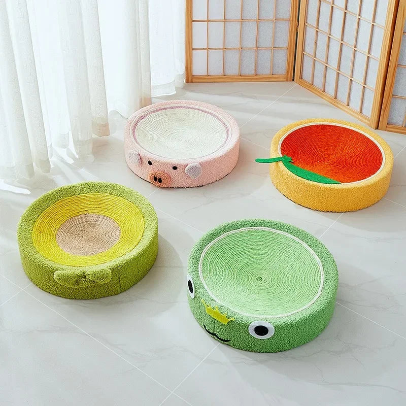 Round Cat Scratcher Bed – Sisal Weave Scratching Pad with Pine Wood Base (39cm)