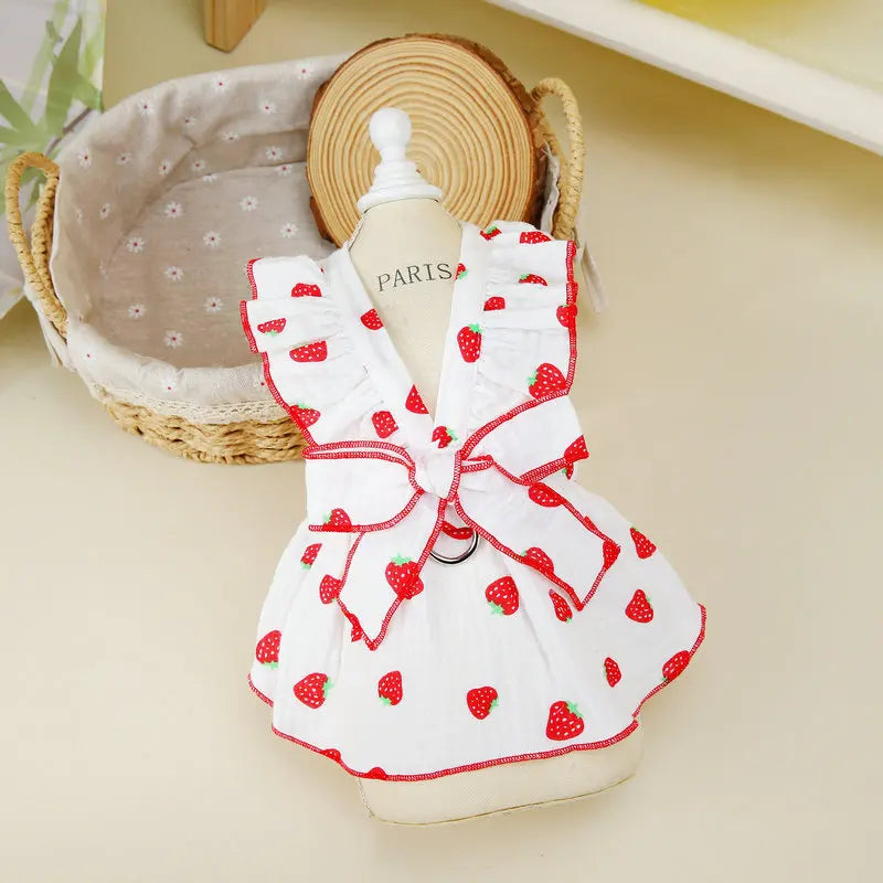 Strawberry Mesh Party Dress(White)