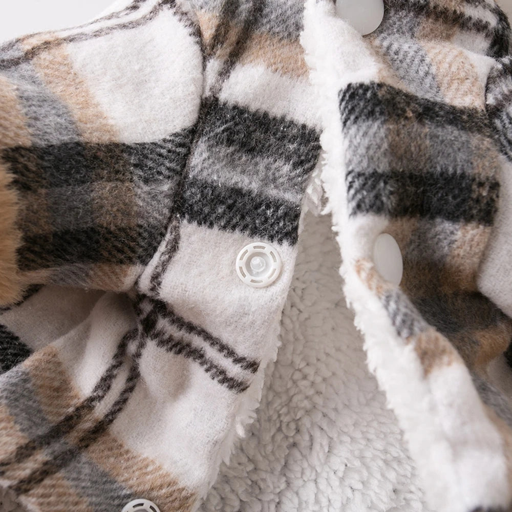 PlaidHaven Fur-Collar Pet Jacket