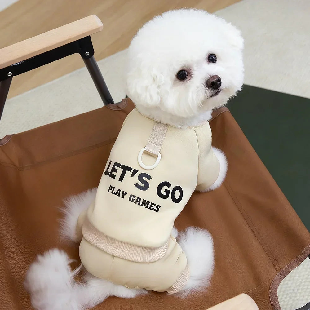 Blush Pink Cozy Hoodie Jumpsuit (Warm Winter Outfit for Small & Medium Dogs)