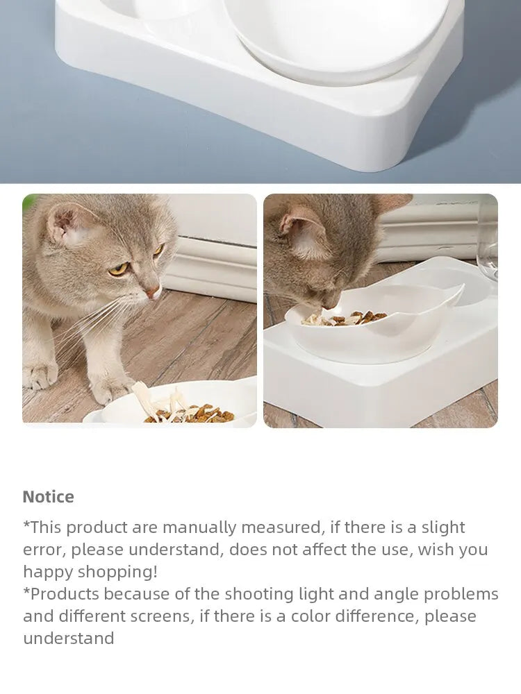 Ergonomic Tilted Cat Food & Water Bowl with Gravity Water Dispenser