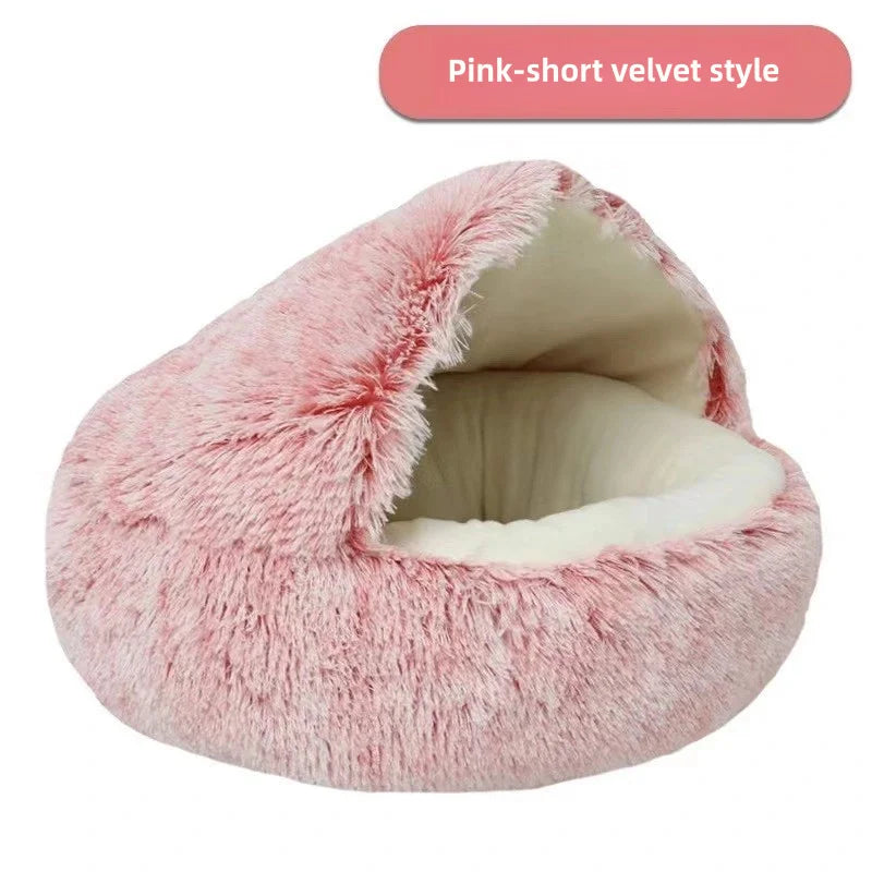 Plush Shell Haven Bed – Warm Semi-Enclosed Nest for Cats & Small Pets