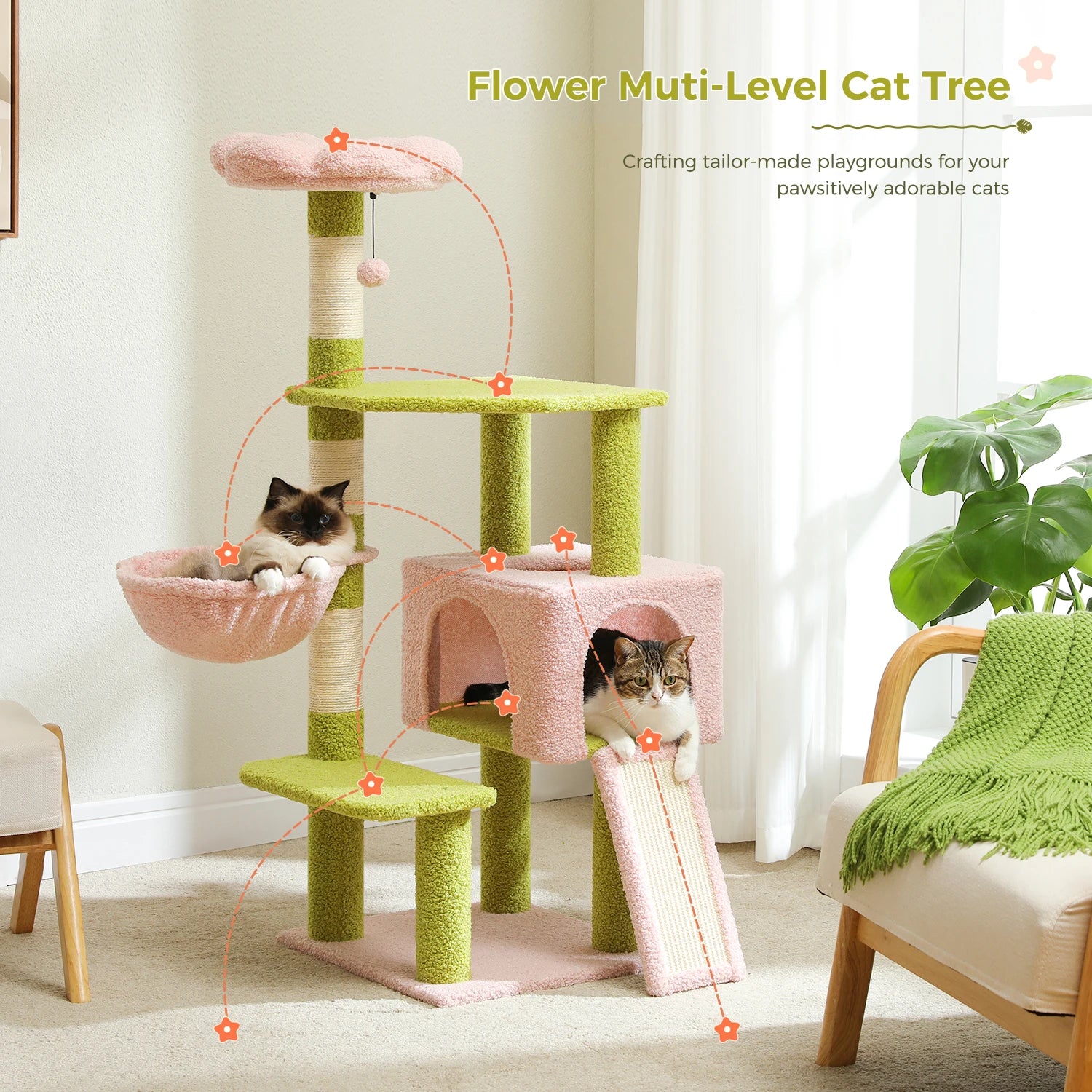 BloomNest Cat Tree (Green)